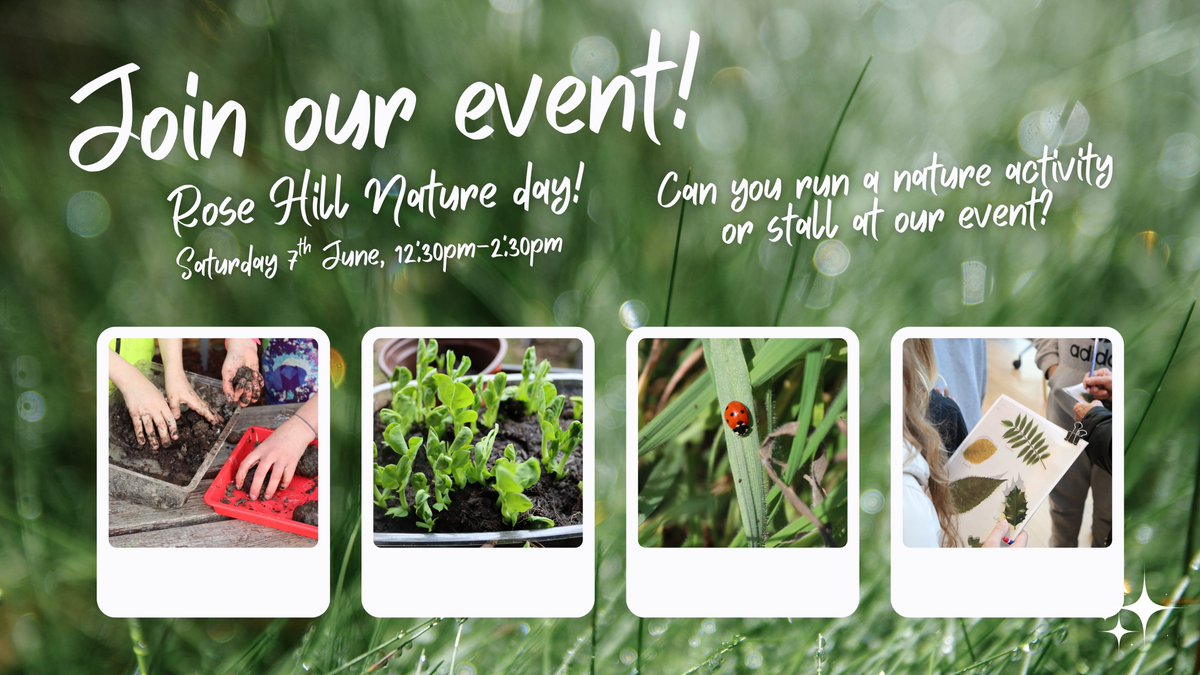 Rose Hill JYC (@rosehilljyc) on Twitter photo We are hosting a free community nature day on Saturday 7th June at Rose Hill Community centre.
Would you like to showcase your nature project or run a stall/activity? A great opportunity to connect with the community! Get in touch: aimee@rhjyc.org
#oxford #nature #events We are hosting a free community nature day on Saturday 7th June at Rose Hill Community centre.
Would you like to showcase your nature project or run a stall/activity? A great opportunity to connect with the community! Get in touch: aimee@rhjyc.org
#oxford #nature #events