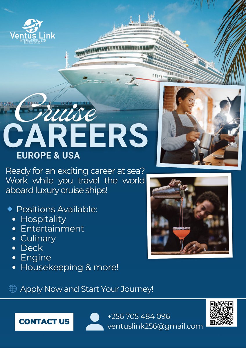 🔹 Perks Include:
✅ Free Accommodation &amp; Meals
✅ Travel the World
✅ Competitive Pay
✅ Career Growth Opportunities

🌐 Apply Now and Start Your Journey!
#cruisecareers #jobsatsea #travelandwork #usa #usajobs #usajobseekers #usajob #europe #europejobs #europejobsearch #seajob