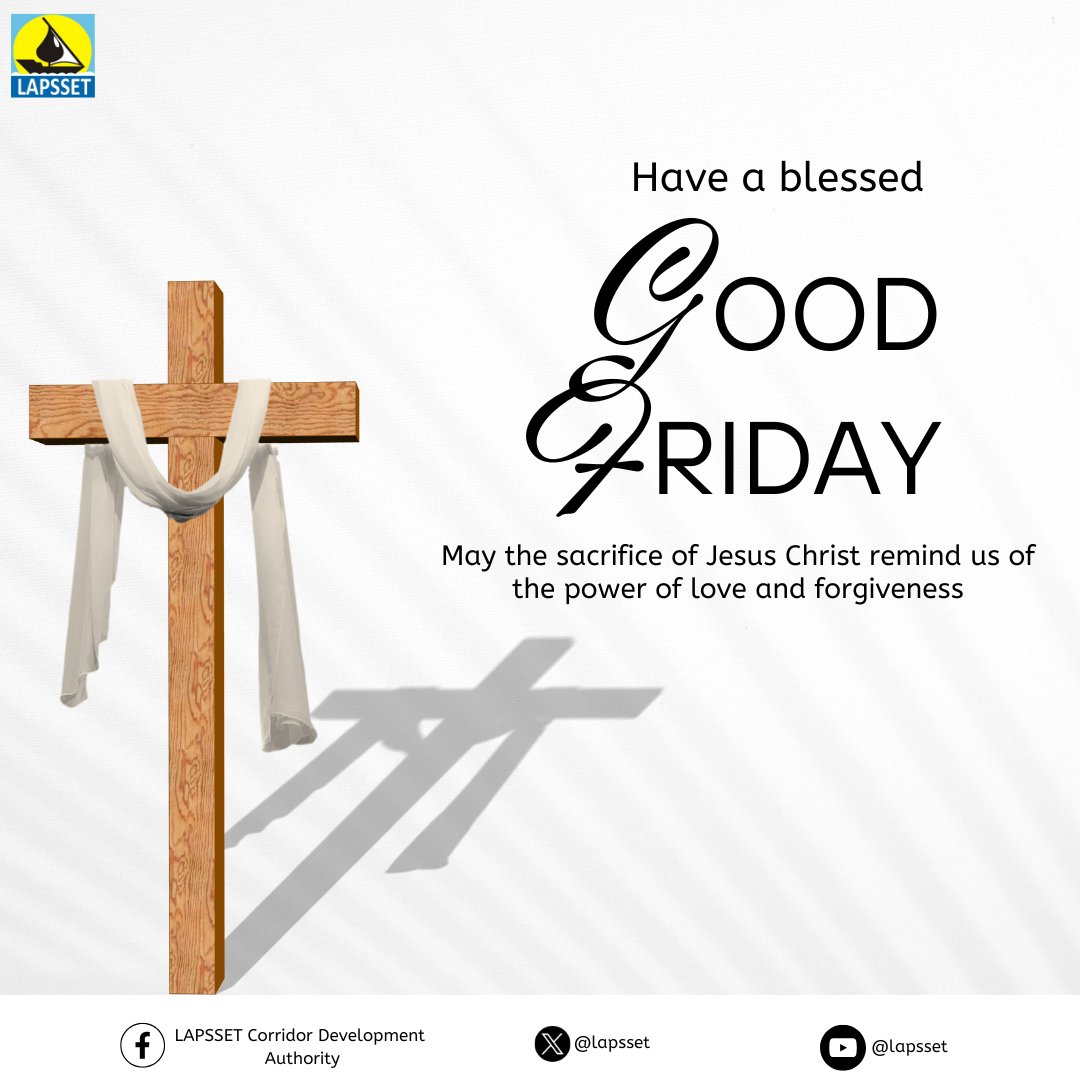 LAPSSET (@lapsset) on Twitter photo We wish you a blessed Good Friday. As we begin the Easter holiday, may today be a reminder of God's love in every situation of our lives. 
#Goodfriday #Easter We wish you a blessed Good Friday. As we begin the Easter holiday, may today be a reminder of God's love in every situation of our lives. 
#Goodfriday #Easter
