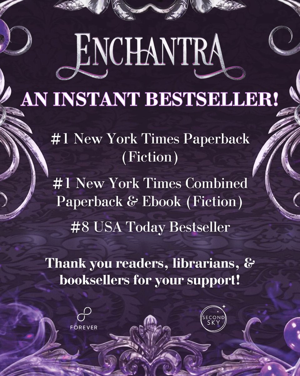 Second Sky Books (@secondskybooks) on Twitter photo We are so proud and excited to share the amazing news that #Enchantra by <a href="/KaylsMoon/">Kay | Updates Only</a> is AN INSTANT #1 NEW YORK TIMES BESTSELLER and USA TODAY BESTSELLER!! 💀💜
Congratulations, Kaylie! We are so proud and excited to share the amazing news that #Enchantra by <a href="/KaylsMoon/">Kay | Updates Only</a> is AN INSTANT #1 NEW YORK TIMES BESTSELLER and USA TODAY BESTSELLER!! 💀💜
Congratulations, Kaylie!