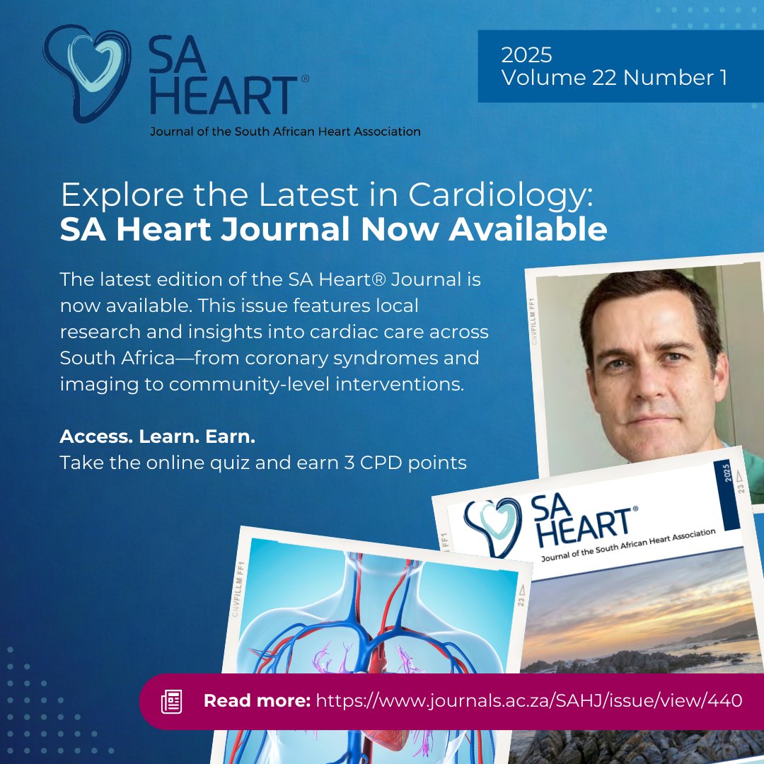 The March SA Heart® Journal is out now!
Earn 3 CPD points by completing the quiz via MPC 👉 mpconsulting.co.za/Course/Details…
📚 Stay informed with the latest in SA cardiology
✅ Points reflect in your MPC profile (not SA Heart member profile)
#SAHeart #CPD #Cardiology #MedicalEducation