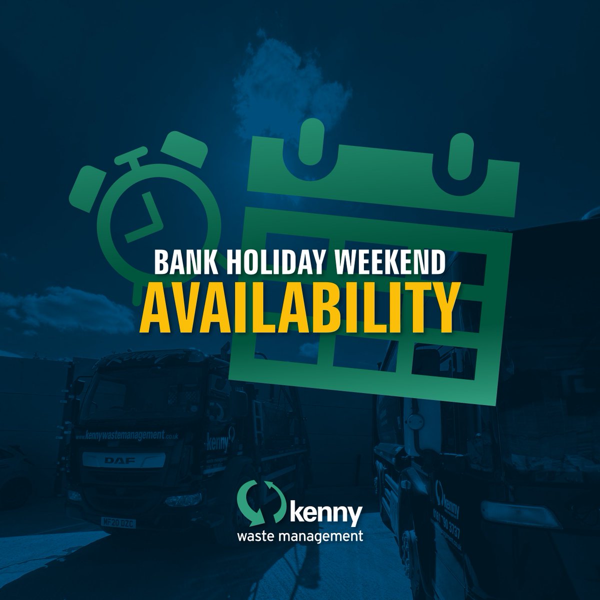 🔔𝗕𝗮𝗻𝗸 𝗛𝗼𝗹𝗶𝗱𝗮𝘆🔔

Ready for the long Easter weekend? 

Commercial wheelie bin services will be running as usual. 

On Sat 19th, skip hire will be operating normally but closes for the rest of the bank holiday.

We are here to help! Contact our team 📱 0161 790 3737