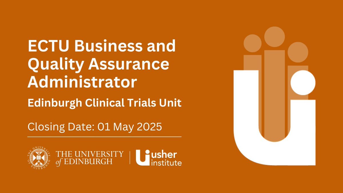 Join us! We are #hiring here at the Usher Institute.
 
#Vacancy: ECTU Business and Quality Assurance Administrator

Closing date: 01 May 2025
 
Further details: edin.ac/4fEp5e5