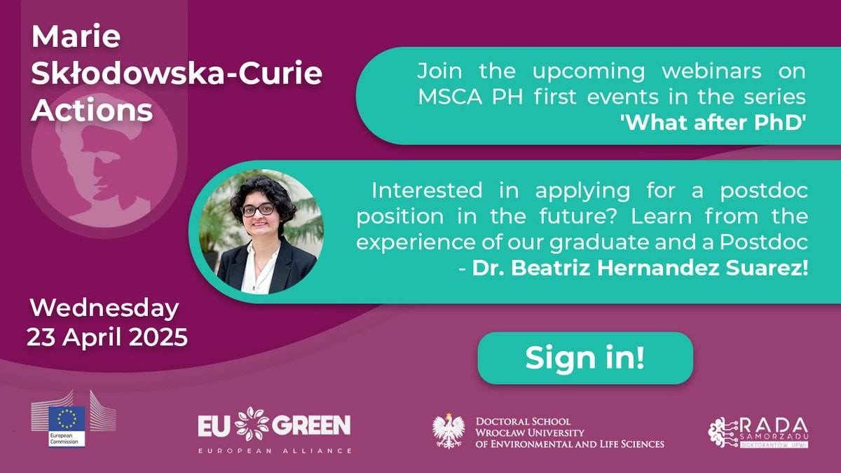 In just a few days - on April 23, we will see you at the MSCA PF meeting! We will have a special guest with us - Dr. Beatriz Hernandez Suarez!