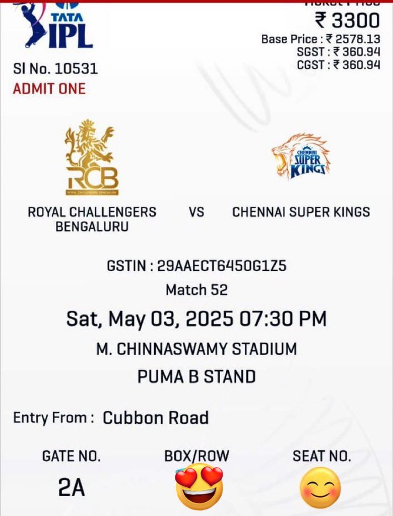 #RCBvPBKS  ,#RCBvsPBKS  MATCH ON 18th APRIL

LAST 5 tickets available for sale

PUMA B and D CORPORATE TICKETS

dm on whatsapp - 9216810418 TO BUY

*****BE AWARE OF SCAMMERS******

#rcbtickets #rcbticket #iplticket #ipltickets #royalchallengerbangalore #TATAIPL2025