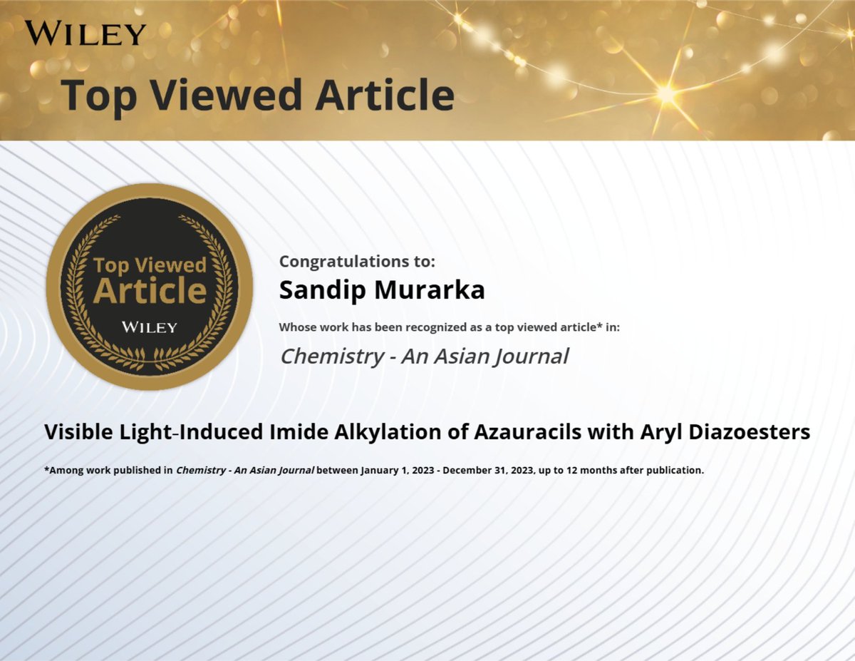 Murarka Lab IIT Jodhpur (@smlab_iitj) on Twitter photo Thrilled to see this work getting well deserved recognition from the community!
Many congratulations 🎉<a href="/sudhir859/">Sudhir Kumar Hota</a> <a href="/SM_IITJ/">Sandip Murarka</a>
Hope you enjoy the read: doi.org/10.1002/asia.2… Thrilled to see this work getting well deserved recognition from the community!
Many congratulations 🎉<a href="/sudhir859/">Sudhir Kumar Hota</a> <a href="/SM_IITJ/">Sandip Murarka</a>
Hope you enjoy the read: doi.org/10.1002/asia.2…