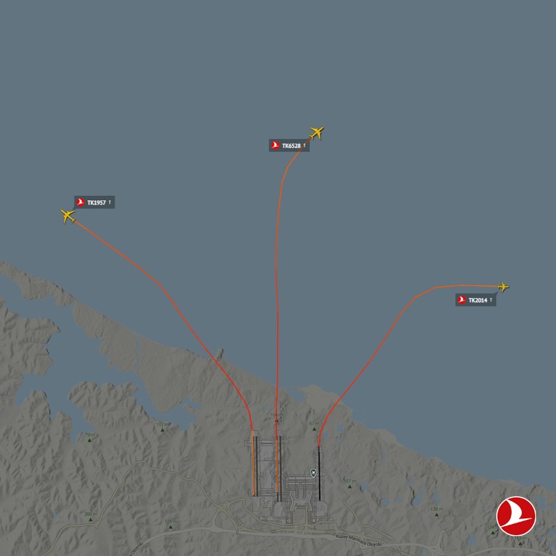 TK_TR's tweet photo. 3 uçağımız aynı anda havalandı! ✈️  Bu gurur hepimizin.

#TürkHavaYolları