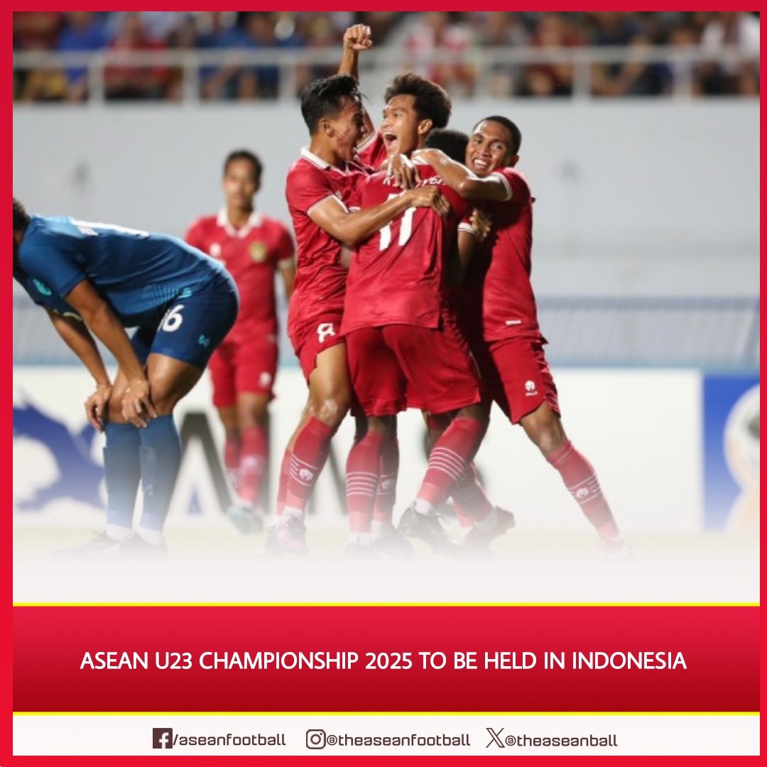 ✅️OFFCIAL

🇮🇩 ASEAN U23 Championship 2025 to be Held in Indonesia! ⚽🌟

According to the latest announcement from the ASEAN Football Federation (AFF), Indonesia will host the ASEAN U23 Championship 2025! 🎉

The tournament will take place from July 15 to 31, 2025. 🏆