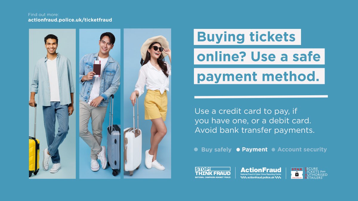 YHROCU's tweet image. 🎟️Buying tickets online for this summer’s hottest events?
💳Nearly £600k of ticket fraud losses were reported in Yorkshire and Humber last year.
📲Make sure you’re protecting your accounts with 2-step verification.
🔗Learn more: actionfraud.police.uk/ticketfraud
#TicketFraud