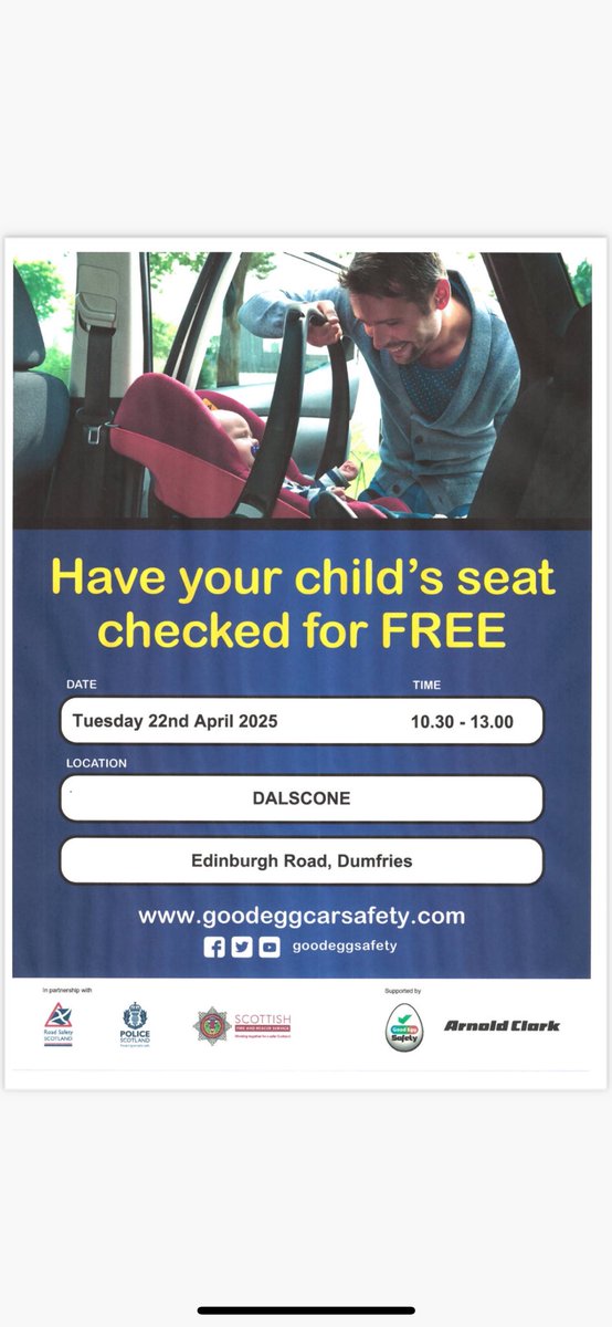 @DGfire.safety (@dgfire_safety) on Twitter photo DG cat staff will be holding below event, please feel free to come along and have your Child’s Seat checked free. <a href="/ScottIrving11/">Scott Irving</a> <a href="/scotfire_DG/">SFRS Dumfries & Galloway</a> <a href="/PSOSDandG/">Police Scotland Dumfries & Galloway</a> <a href="/YOUTHWORKDG/">Youth Work DG</a> DG cat staff will be holding below event, please feel free to come along and have your Child’s Seat checked free. <a href="/ScottIrving11/">Scott Irving</a> <a href="/scotfire_DG/">SFRS Dumfries & Galloway</a> <a href="/PSOSDandG/">Police Scotland Dumfries & Galloway</a> <a href="/YOUTHWORKDG/">Youth Work DG</a>