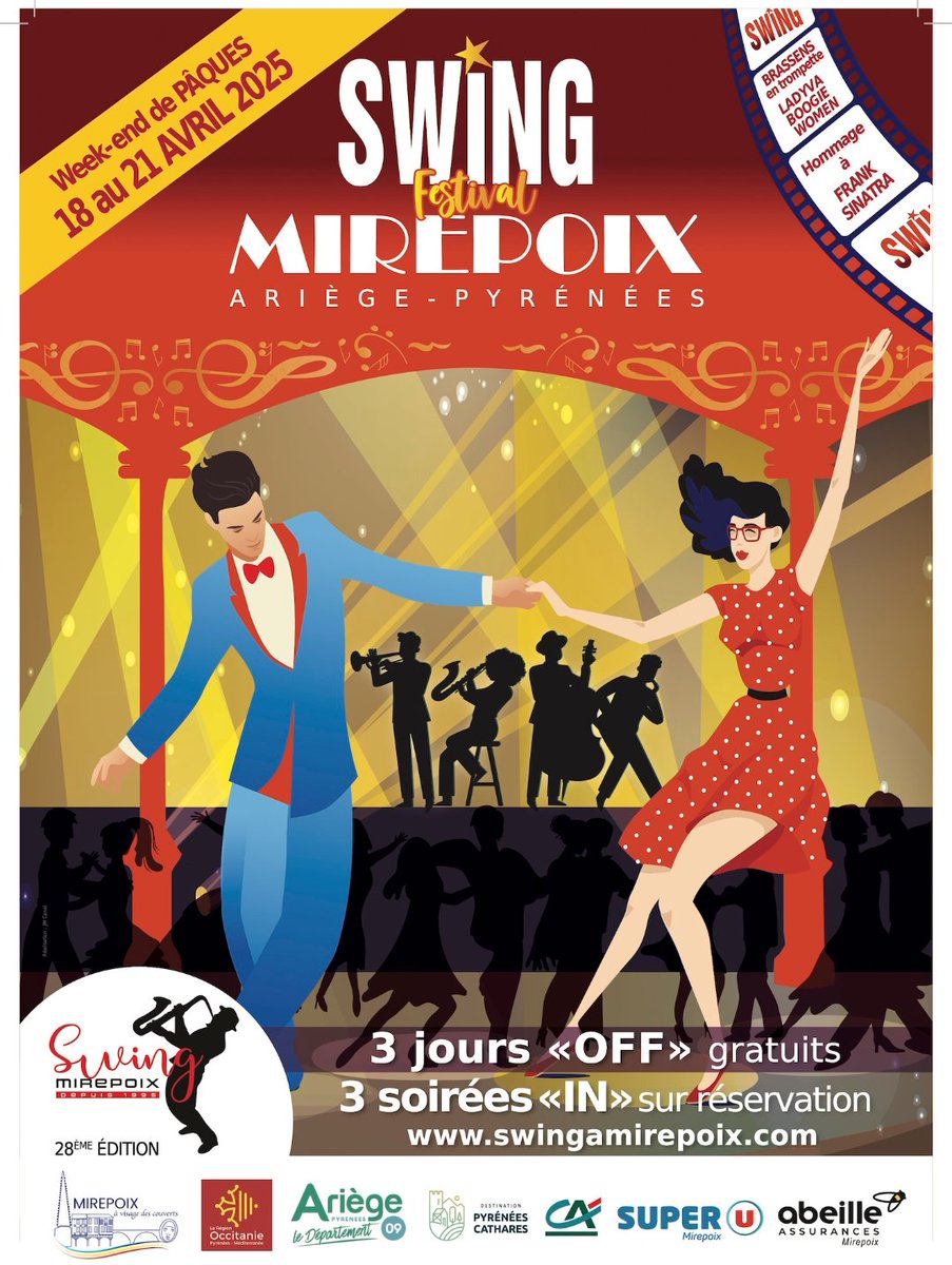 Ravi d'être partenaire de nouveau week-end musical au sein de notre belle bastide de #mirepoix ! Cet évènement marque le début de la saison des animations !

Venez "Swinguer" et profiter d'un superbe programme du Festival Off et In !