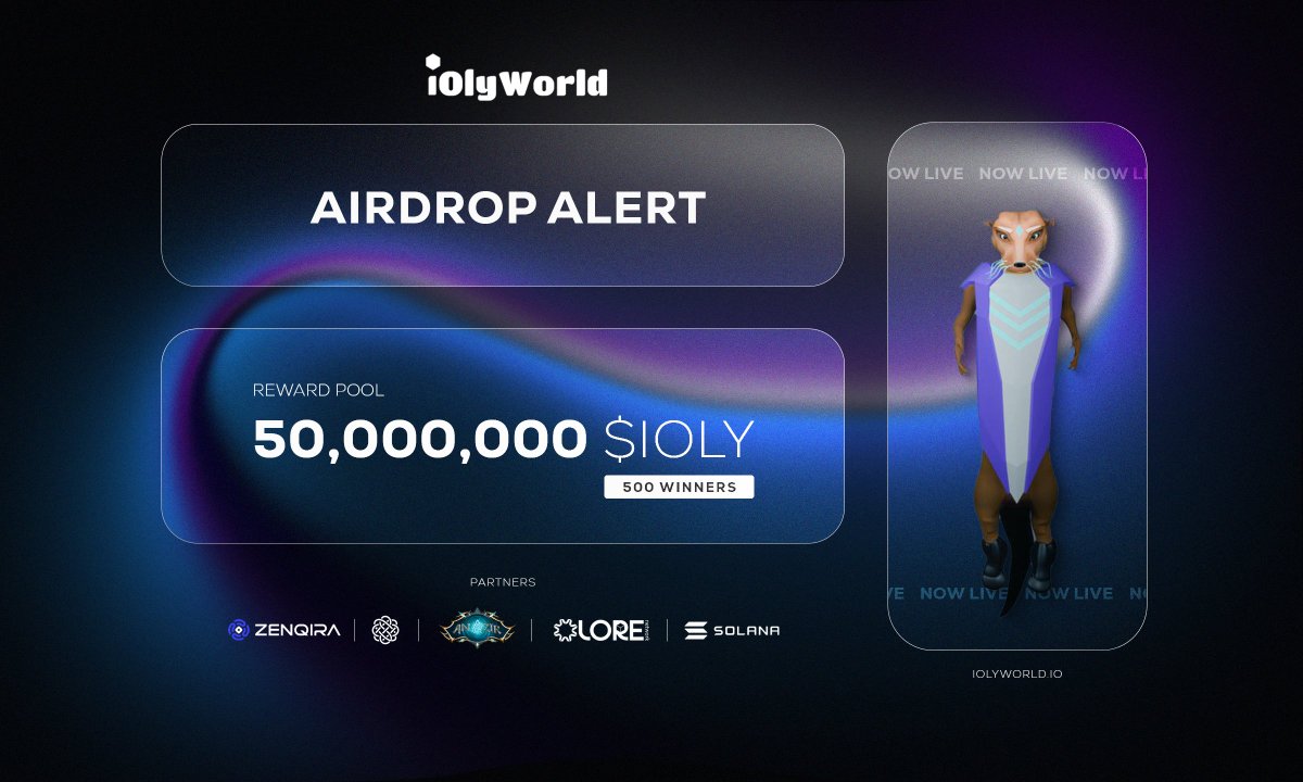 💵#iOlyworld airdrop is live!

Participate in our offical listing #Airdrop and share 50,000,000 $IOLY tokens for free.

Airdrop:
t.me/IolyWorldOffic…

The airdrop rewards will be distributed to the winners on June 14th.

Also The top 100 referrals can each get more $IOLY