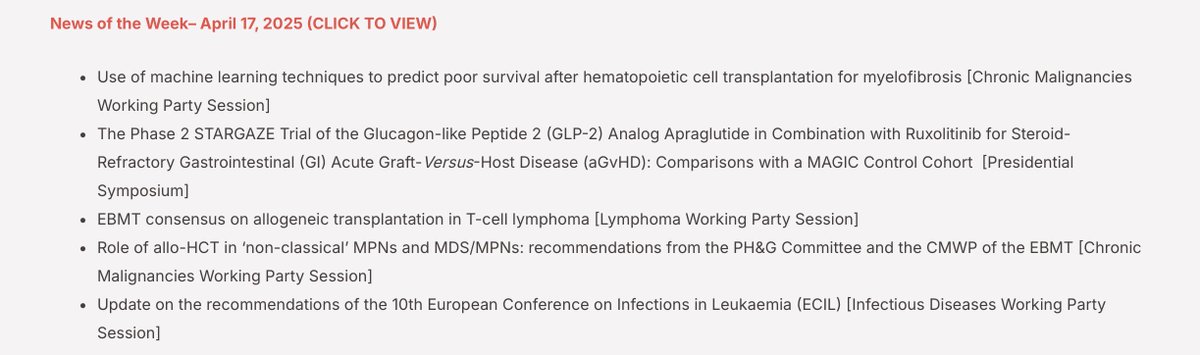 IACH NEWS OF THE WEEK 
<a href="/Mohty_EBMT/">Mohamad Mohty</a> <a href="/TheIACH/">IACH</a>

Highlights of the 51st EBMT Annual Meeting, held in  sunny Florence, Italy (March 30 to April 2, 2025).
"In sunny Florence, hematology had a confluence..." Here is a summary of some of the talks👉
iach.org/news-of-the-we…