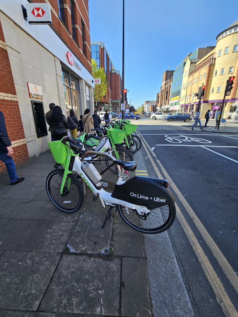 <a href="/_LimeAID/">LimeAID</a> Almost a week now and no action seems to have been taken. This - right by aping cash machine - is not a wide enough pavement to leave your bikes. The bike racks at Wimbledon Station - less than a min away - have no Lime Bikes in them