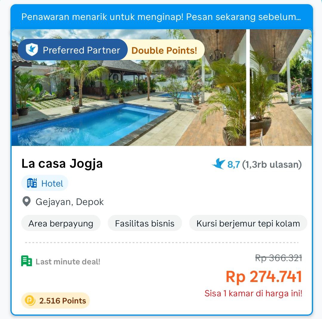 Widino's tweet photo. 📍LA CASA JOGJA

Booking: https://t.co/vIcqlOBtYA

Dari hotel ini ke Pakuwon Mall kalo jalan kaki Cuma 1,5 km aja. Salah satu wishlist gw juga nih buat next trip ke Jogja, karena murah bgt 200ribuan/malam udah dapet hotel yg ratingnya tinggi, bersih, ada kolam renang, bonus kamar estetik pula.

Dari beberapa review kurangnya cuma kamar kurang kedapsuara aja, lainnya OK bgt.