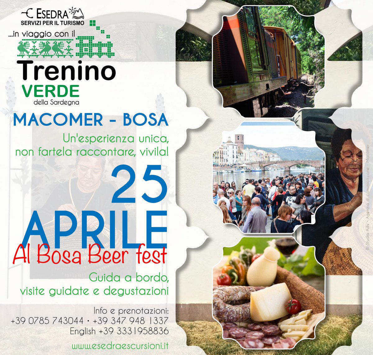 esedraexursioni's tweet photo. 𝗜𝗹 𝟮𝟱 𝗔𝗽𝗿𝗶𝗹𝗲 immergiti in un'atmosfera di festa e vivi un'esperienza indimenticabile: sali a bordo del Trenino Verde 𝗠𝗮𝗰𝗼𝗺𝗲𝗿-𝗕𝗼𝘀𝗮,  Unisciti al divertimento del Bosa Beer Fest e goditi un viaggio che combina tradizione, bellezza naturale e allegria! https://t.co/O90fYL3PbP
