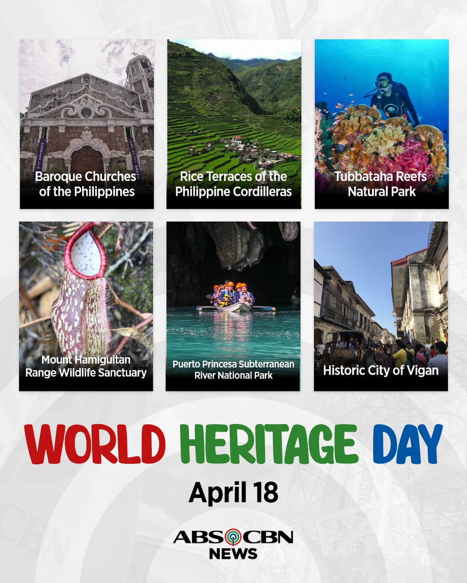 ABSCBNNews's tweet photo. It's World Heritage Day!

Which of these heritage sites are on your bucket list? #Newsapan https://t.co/1hevUs2gTi