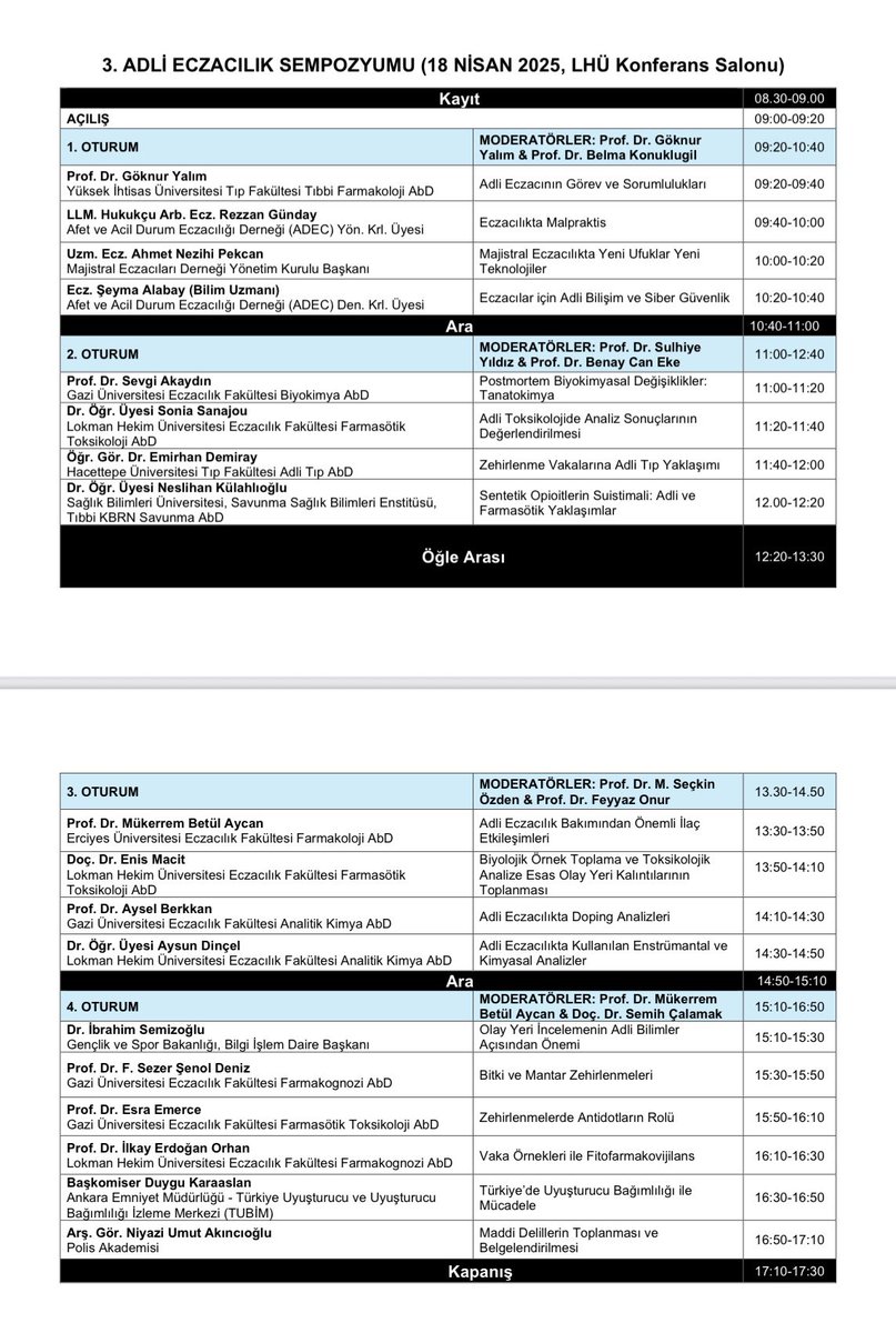 <a href="/lokmanhekimuni/">Lokman Hekim Üniversitesi</a> Eczacılık Fakültesi ev sahipliğinde yarın düzenleyeceğimiz 3. Adli Eczacılık Sempozyumuna bekliyoruz… Uzman konuşmacılarımızın ufuk açıcı konuşmalarıyla güzel bir program hazırladık👩‍💻
