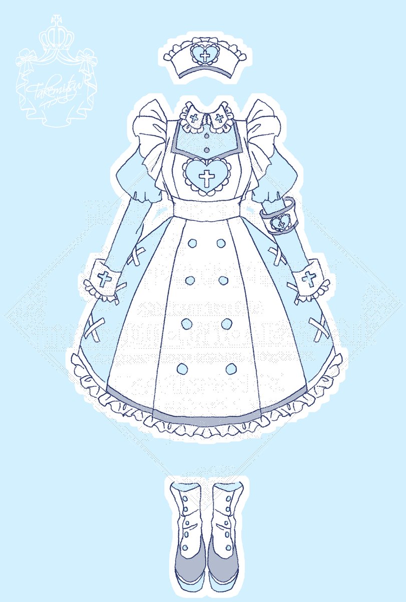 今月描いた絵を晒そう 4月の #衣装デザイン でした👗 制服、苺