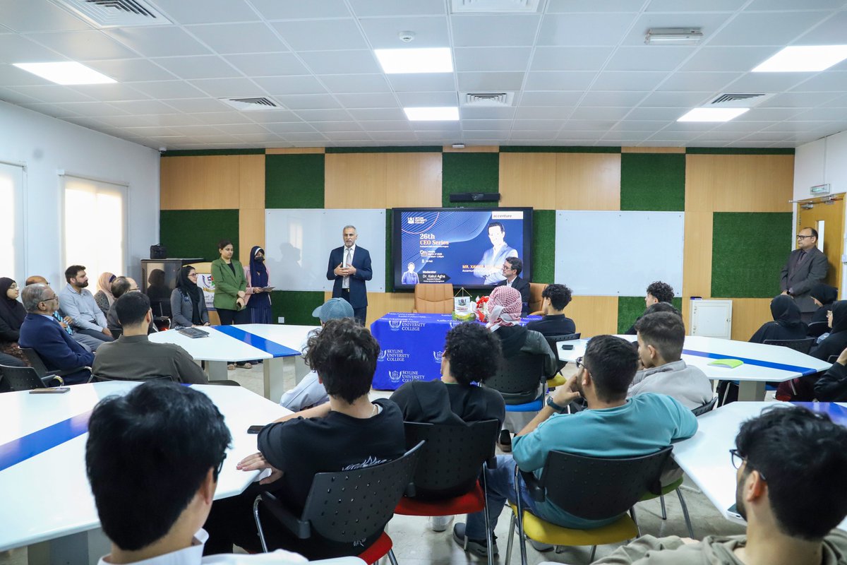 HUAjman's tweet image. For our 26th CEO Series, we were honored to host Mr. Xavier Anglada, Accenture Digital Lead for #MENA and #Turkey.

#CEOSeries #SkylineUniversityCollege #LeadershipTalks #Accenture #DigitalInnovation #IndustryInsights #Mena2025  #Turkey