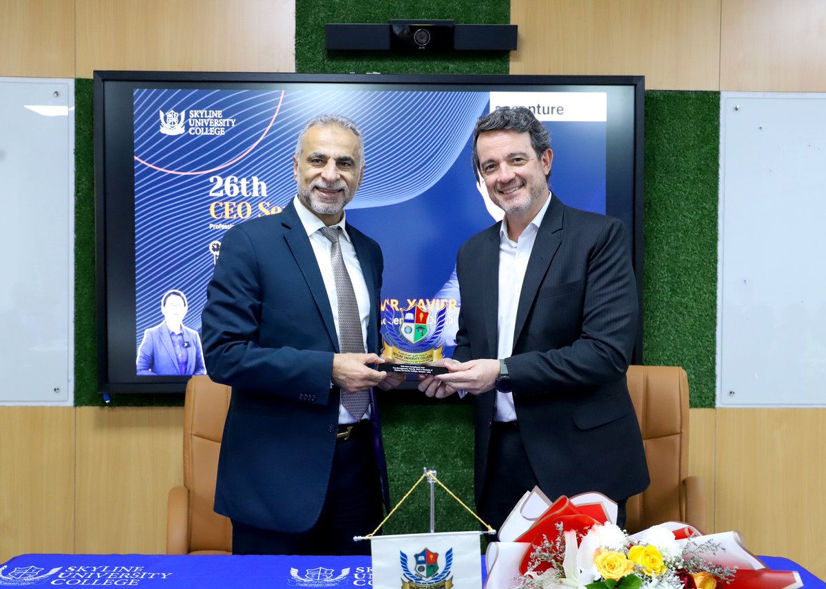 HUAjman's tweet image. For our 26th CEO Series, we were honored to host Mr. Xavier Anglada, Accenture Digital Lead for #MENA and #Turkey.

#CEOSeries #SkylineUniversityCollege #LeadershipTalks #Accenture #DigitalInnovation #IndustryInsights #Mena2025  #Turkey