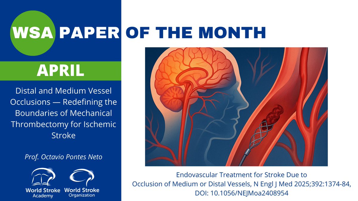 World Stroke Academy (@worldstrokeed) on Twitter photo 🩺April #PaperofTheMonth: Distal & Medium Vessel Occlusions - Redefining the Boundaries of Mechanical Thrombectomy for Ischemic Stroke by <a href="/opontesnetoMD/">Octavio Pontes Neto</a>
world-stroke-academy.org/news/the-paper…
🔗<a href="/NEJM/">NEJM</a> paper: nejm.org/doi/abs/10.105…
Coming soon:🎥interview to <a href="/marcriboj/">Marc</a>
#StrokeEducation #EVT 🩺April #PaperofTheMonth: Distal & Medium Vessel Occlusions - Redefining the Boundaries of Mechanical Thrombectomy for Ischemic Stroke by <a href="/opontesnetoMD/">Octavio Pontes Neto</a>
world-stroke-academy.org/news/the-paper…
🔗<a href="/NEJM/">NEJM</a> paper: nejm.org/doi/abs/10.105…
Coming soon:🎥interview to <a href="/marcriboj/">Marc</a>
#StrokeEducation #EVT