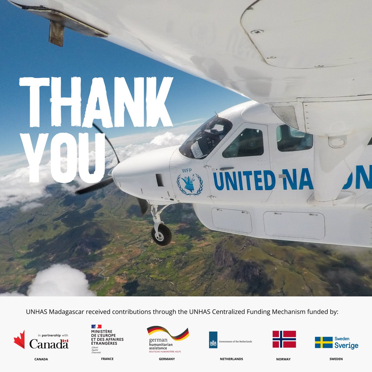 WFP in Madagascar - PAM (@pammadagascar) on Twitter photo 💪Responding as one.
With support from the Netherlands, Germany, Canada, France, Norway & Sweden, <a href="/WFP_UNHAS/">UN Humanitarian Air Service</a> continues transporting aid workers & relief supplies to communities in urgent need across #Madagascar.
Thank you for keeping this humanitarian lifeline in the air! ✈️ 💪Responding as one.
With support from the Netherlands, Germany, Canada, France, Norway & Sweden, <a href="/WFP_UNHAS/">UN Humanitarian Air Service</a> continues transporting aid workers & relief supplies to communities in urgent need across #Madagascar.
Thank you for keeping this humanitarian lifeline in the air! ✈️