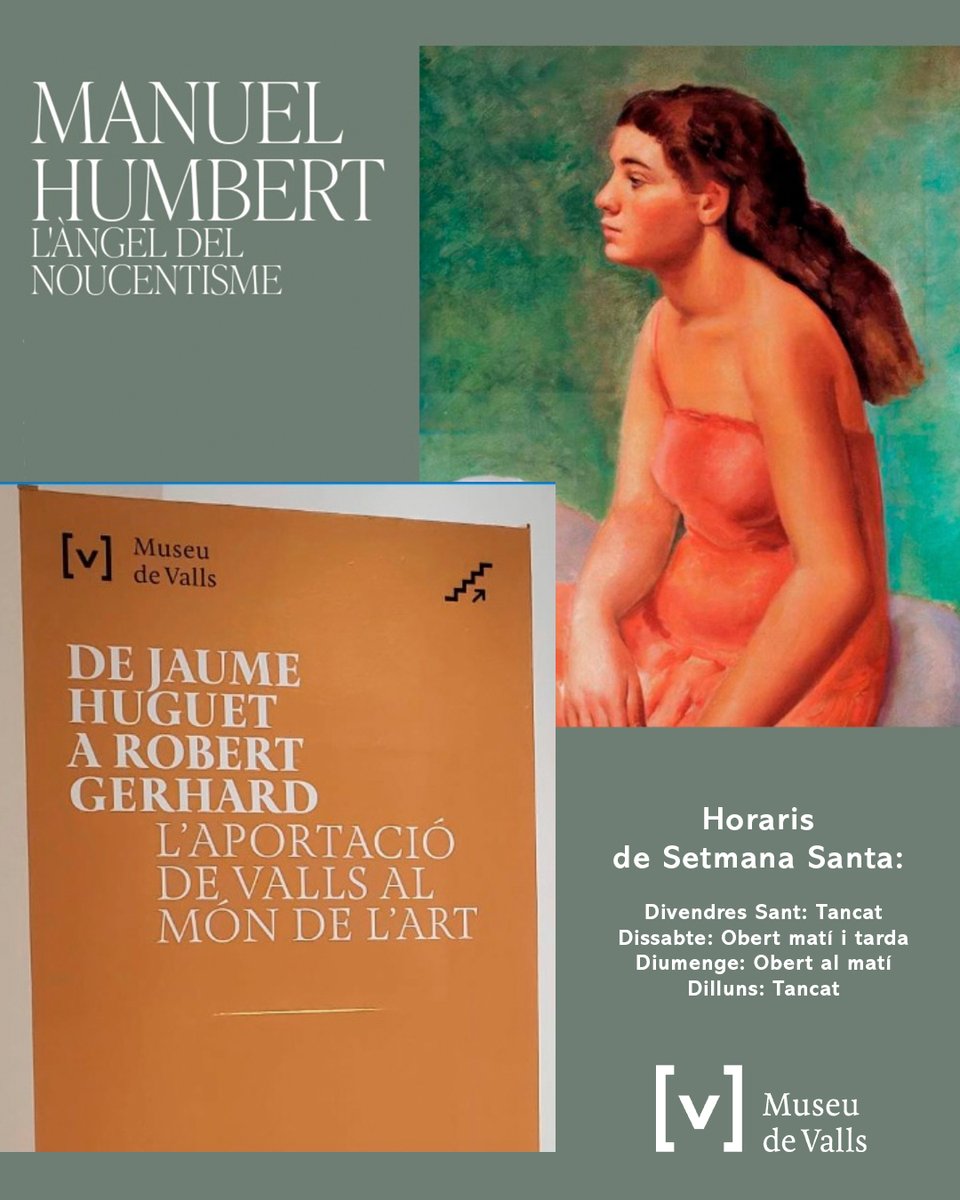 Si ets per Valls aquesta Setmana Santa, pots visitar les dues exposicions que estan obertes al Museu: La del pintor Manuel Humbert, i la mostra permanent del Museu, "De Jaume Huguet a Robert Gerhard, l'aportació de Valls al món de l'Art". El Museu està obert dissabte i diumenge!