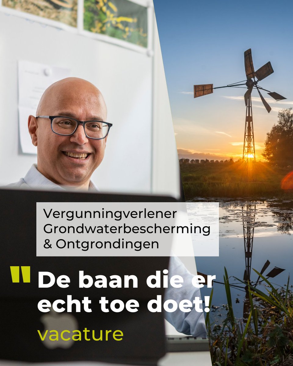 Werk mee aan ontgrondingsprojecten en draag bij aan een betere leefomgeving! Wij zijn op zoek naar een #Vergunningverlener #Grondwaterbescherming &amp; #Ontgrondingen.

Volledige vacature: omgevingsdiensthaaglanden.nl/vacatures/verg…