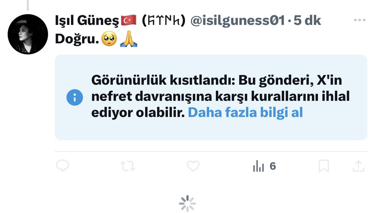 Tek bir paylaşım kısıtlama almış gibi bildirim gönderiyor ancak tüm sayfayı bloke ediyor X 😡 

Işıl'ım sayfasını kullanamıyor canlarım, sizlerden ricamdır, paylaşımlarına beğeni ve yorum yaparak destek olalım lütfen. Kızın sayfa gidiyor ‼️

<a href="/isilguness01/">Işıl Güneş🇹🇷</a> 

‼️