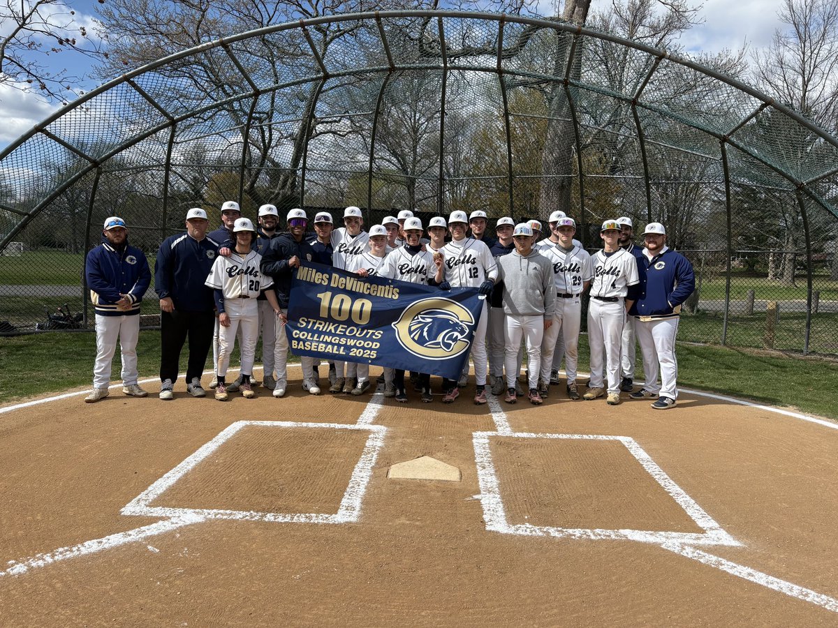 Colls Baseball (@collshsbaseball) on Twitter photo Before our game yesterday we took the opportunity to recognize the accomplishment of one of our guys. With his 9 strikeout performance against Haddonfield on Tuesday, <a href="/milesdevinc3/">Miles DeVincentis</a> eclipsed 100 Strikeouts for his career! Congratulations! Before our game yesterday we took the opportunity to recognize the accomplishment of one of our guys. With his 9 strikeout performance against Haddonfield on Tuesday, <a href="/milesdevinc3/">Miles DeVincentis</a> eclipsed 100 Strikeouts for his career! Congratulations!