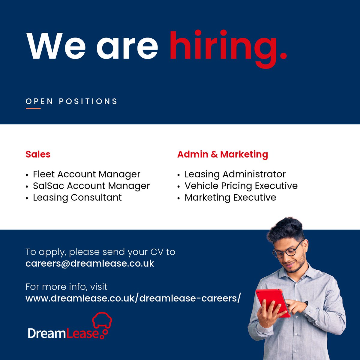 dreamlease's tweet image. 🚗 We're Hiring at DreamLease! 🌟

DreamLease, your go-to car leasing broker, is expanding and we want YOU to be part of the journey! 🚀

📩 Apply now  - dreamlease.co.uk/dreamlease-car…