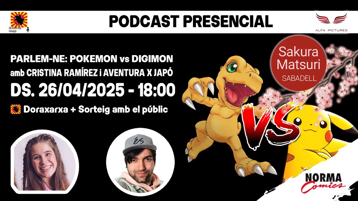 🔴 ANUNCI: PODCAST PRESENCIAL ‼️

El proper dissabte 26 d'abril a les 18:00 ens veiem al SET DE PÒDCAST del <a href="/firasakurasbd/">Fira Sakura Matsuri Sabadell</a>. <a href="/_parlemne/">Parlem-ne</a> amb <a href="/adriana_aradi/">Adriana Díaz</a>: POKEMON vs DIGIMON amb <a href="/Aventuraxjapo/">Aventura X Japó</a> i <a href="/cris_rd94/">Cristina Ramírez</a>. Doraxarxa amb <a href="/xavifreak1/">xavifreak</a> amb els espectadors, i un SUPER SORTEIG⬇️