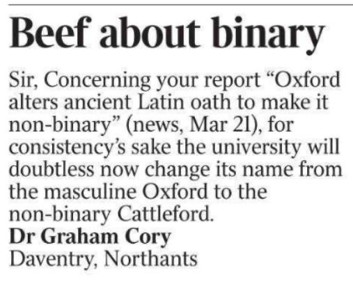 This is a real gem of a letter to <a href="/thetimes/">The Times and The Sunday Times</a>.