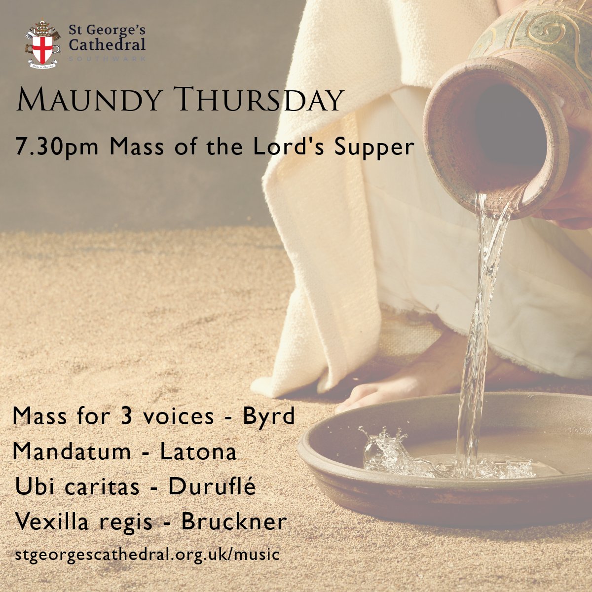 The Cathedral Consort and Lay Clerks sing for this Evening's Mass of the Lord's Supper at 7.30pm.