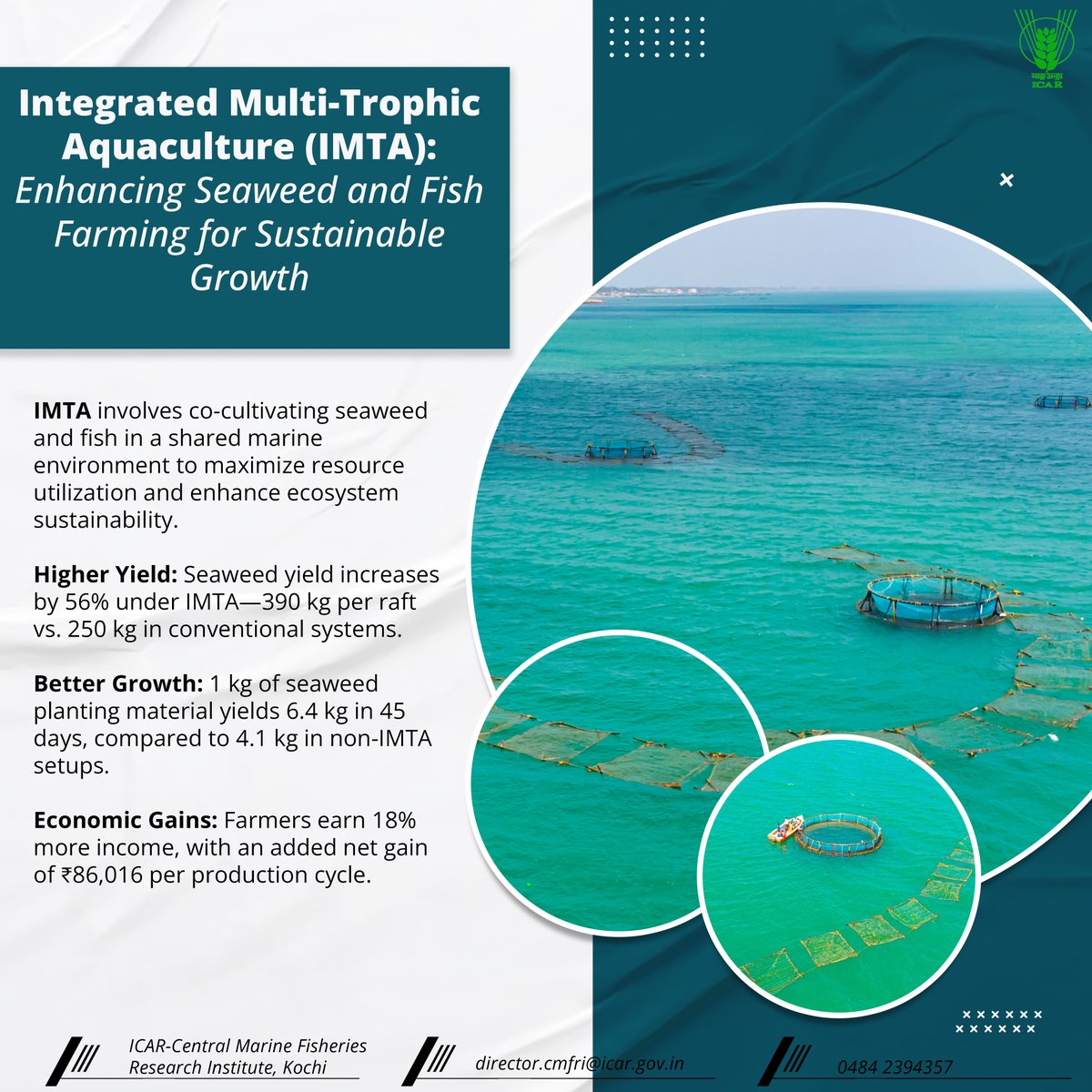 Indian Council of Agricultural Research. (@icarindia) on Twitter photo Integrated Multi-Trophic Aquaculture (IMTA) Enhancing Seaweed and Fish Farming for Sustainable Growth. #OneICAR #Technology #ICAR <a href="/PMOIndia/">PMO India</a> <a href="/ChouhanShivraj/">Shivraj Singh Chouhan</a> <a href="/PIB_India/">PIB India</a> <a href="/AgriGoI/">Agriculture INDIA</a> <a href="/mygovindia/">MyGovIndia</a> Integrated Multi-Trophic Aquaculture (IMTA) Enhancing Seaweed and Fish Farming for Sustainable Growth. #OneICAR #Technology #ICAR <a href="/PMOIndia/">PMO India</a> <a href="/ChouhanShivraj/">Shivraj Singh Chouhan</a> <a href="/PIB_India/">PIB India</a> <a href="/AgriGoI/">Agriculture INDIA</a> <a href="/mygovindia/">MyGovIndia</a>