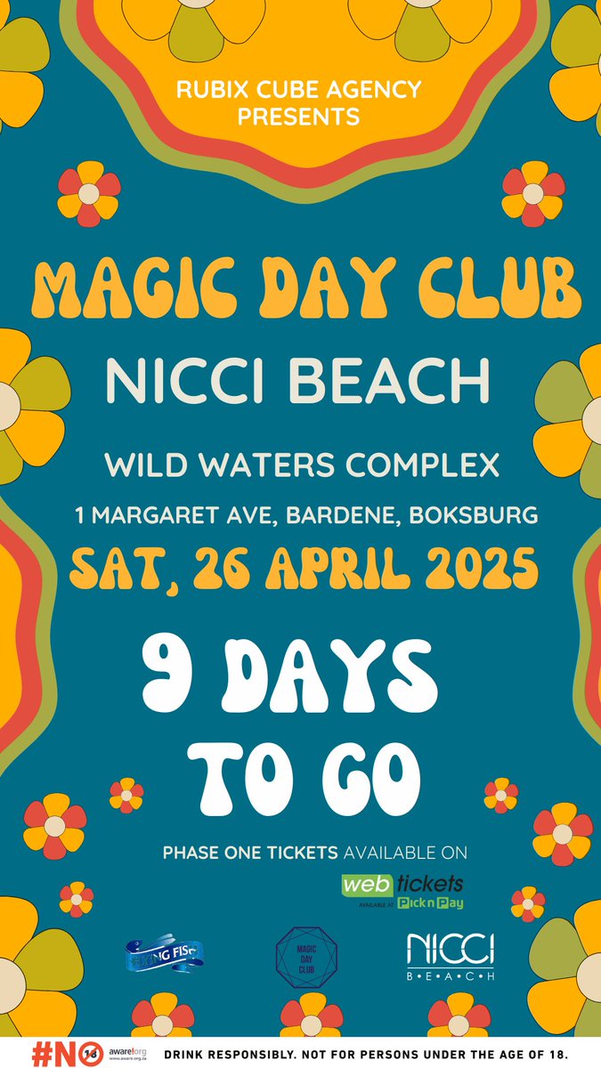#MagicDayClub2025 at <a href="/niccibeach/">niccibeach</a> Phase 1 tickets available!

Saturday 26 April 2025 
Phase 1🎫: webtickets.co.za/v2/event.aspx?…
📍: Nicci Beach, Wildwaters Complex, 1 Margaret Avenue, Bardene, Boksburg

#MagicDayClub2025 at a beach near you!

#MDC25
#MDC2025
#ProtectTheVibes
