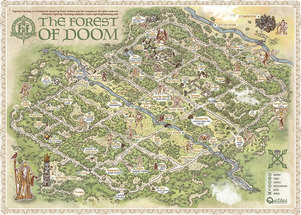 QatlasM's tweet image. Step into the Forest of Doom!
A hand-drawn map of old school Fighting Fantasy gamebooks.
More: qatlasmap.com
#FightingFantasy #ForestofDoom #FantasyMap #GamebookArt #ChooseYourPath
#FantasyCartography #HandDrawnMap #IsometricFantasy #IanLivingstone #QatlasMap