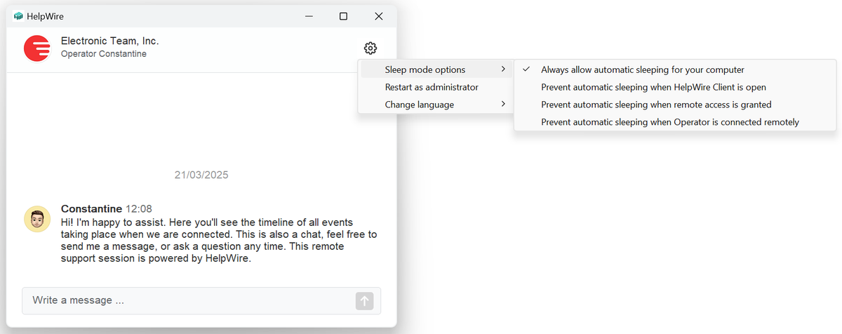 help_wire's tweet image. New: Sleep Mode ⚙️ in HelpWire 💤 More control on Windows/macOS endpoints: block sleep during remote sessions. 🔄 To enable, re-download the remote client app using the original connection 🔗.  More: kb.helpwire.app/client-applica…

#remotesupport #remotedesktop #helpwire #productupdate