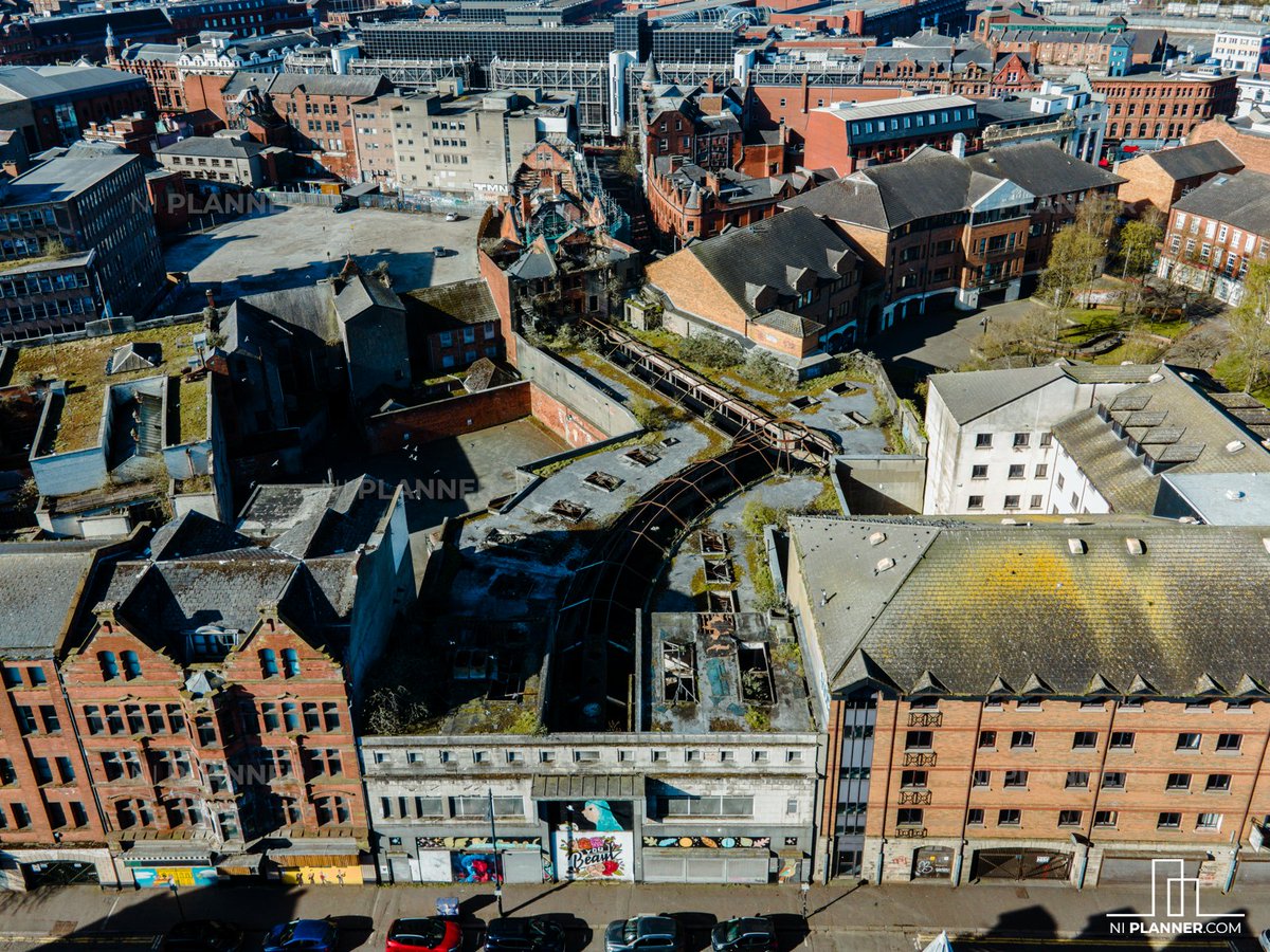niplanner's tweet photo. 21 years ago today, an arson attack left North Street Arcade in ruins. Despite numerous redevelopment proposals, it remains derelict to this day. How much longer can we allow these historic buildings to deteriorate, and what will it take to finally save our built heritage... https://t.co/Hn9RbnrG6b