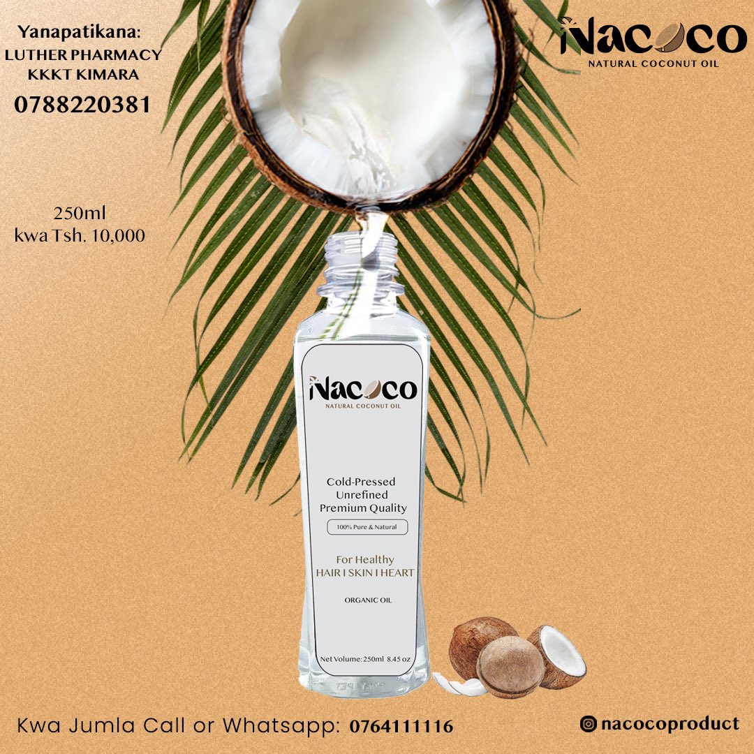nacocoproduct's tweet photo. @ItsJeffreyJeff Tukoa hapa , kwa kukupa Coldpress "Unrefined " Coconut Oil hii kitu haijachanganywa na kemikali ni pure kutoka kwenye nazi. Yanafaa kutibu ngozi pia. Na yanashauriwa kwa watoto wachanga. Karibuni ni Tsh 10,000 tu. Namba zetu 0764111116 https://t.co/nZ2PvZCIzu
