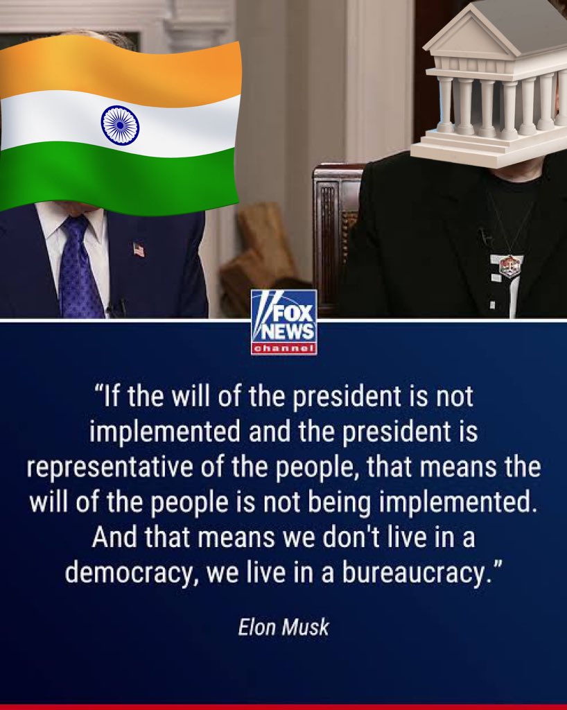 crazyfrog2401's tweet image. We aren’t in a Democracy. But we are being Ruled by Bureaucrats.

It’s a Bureaucracy NOT A DEMOCRACY!!

#Judiciary #JudiciaryReforms 

Elon Musk Rightly Said:
