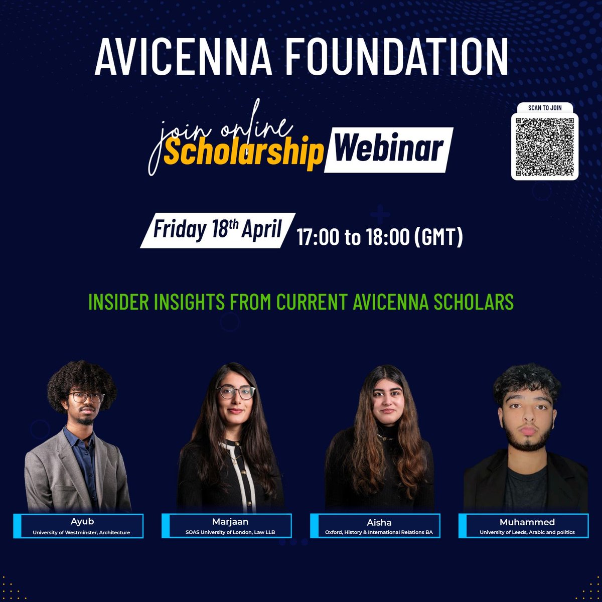 📢 Thinking about applying?

This Friday 18th April at 5pm (GMT)
Join a live webinar by current scholars 🎓

✨ Hear how they applied
✨ What it’s really like
✨ Tips you won’t get anywhere else

join at 5pm on Friday 18th April using the link below:

shorturl.at/nE8O8