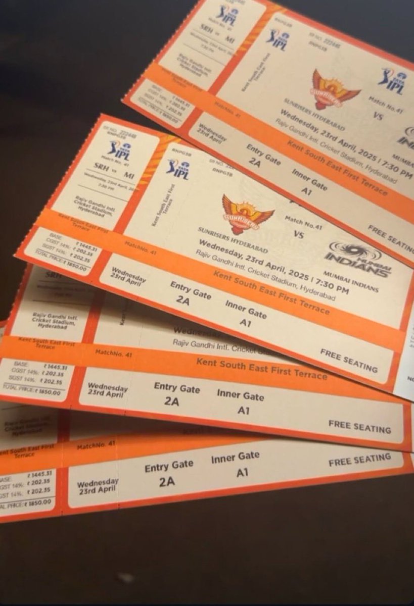 #SRHvsMI  MATCH ON 23rd APRIL

East and west stand 1st floor tickets 

Dm on whatsapp - 9216810418 to buy

PHYSICAL TICKETS AVAILABLE 

#ipltickets2025 #TATAIPL2025 #mitickets #srhtickets #mivsrhtickets #RohitSharma𓃵 #SunrisersHyderabad