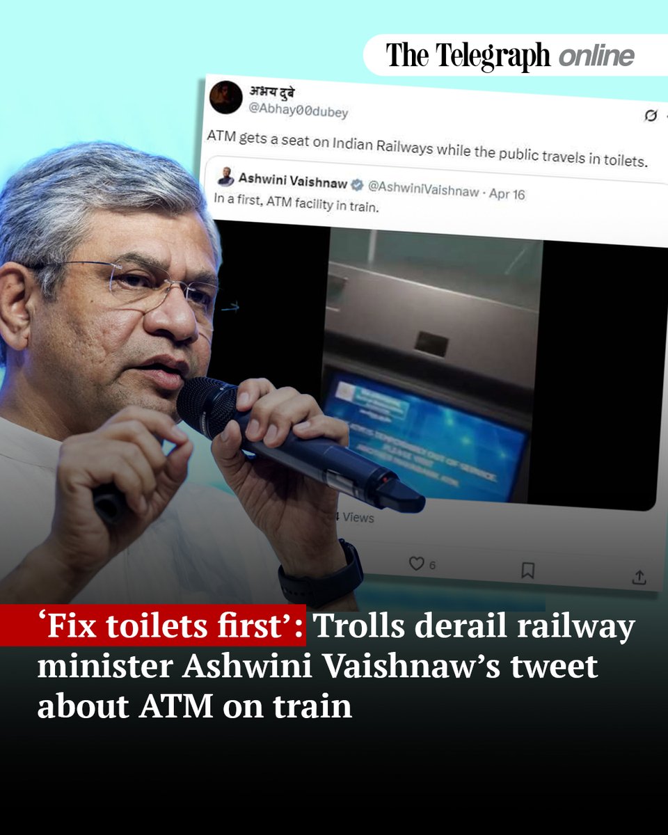 ttindia's tweet photo. India's first onboard ATM on the Panchavati Express turns into meme and quips fest, netizens question govt priorities
#atm #atmontrain #railway #indianrailway #AshwiniVaishnaw #india #PanchavatiExpress
https://t.co/YctXesQwCo https://t.co/v7dxqW0zxp