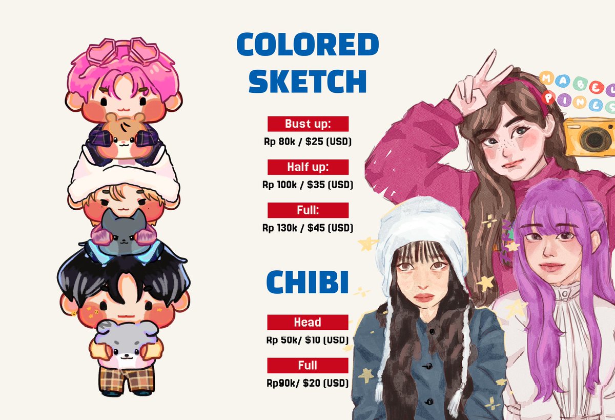 help 🔁/❤️
URGENT COMMISSIONS OPEN!

helloo! I’m opening limited slots with special prices because my laptop is on the brink of death. need funds for repairs (or a new one if it’s totally dead)

open for:
☆ chibi
☆ colored sketch

DM if interested