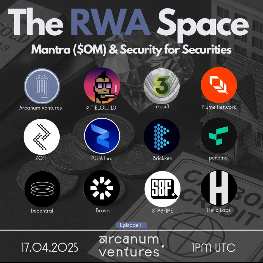 Are you ready to talk RWAs?

We've got a stacked panel for today to talk about the future of blockchain, security, and centralization for RWA protocols and chains, recent exploits and controversies within the RWA sector, and much more!

Join us in 2 hours from now ⤵️

LINK: