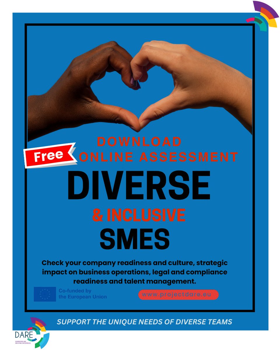 💡 Diverse teams = stronger teams.
✅ Take the FREE D&amp;I Assessment for SMEs:
 …evisionworks.brilliantassessments.com/?external=DARE…

#DAREProjectEU #DiversityInEnterprise #SMEs #Erasmus