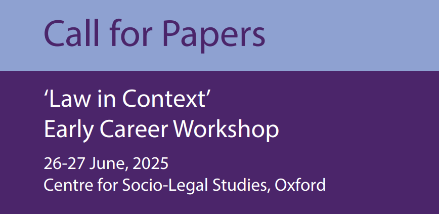 Are you an early career scholar in socio-legal studies? Consider the "Law in Context" Early Career Workshop, sponsored by the <a href="/IJLC_CUP/">International Journal of Law in Context</a> and CSLS <a href="/OxfordLawFac/">Faculty of Law</a>.  

📝 Applications are due 25 April. Learn more [pdf]: cup.org/3D3DH9q 

#callforpapers #sociolegal