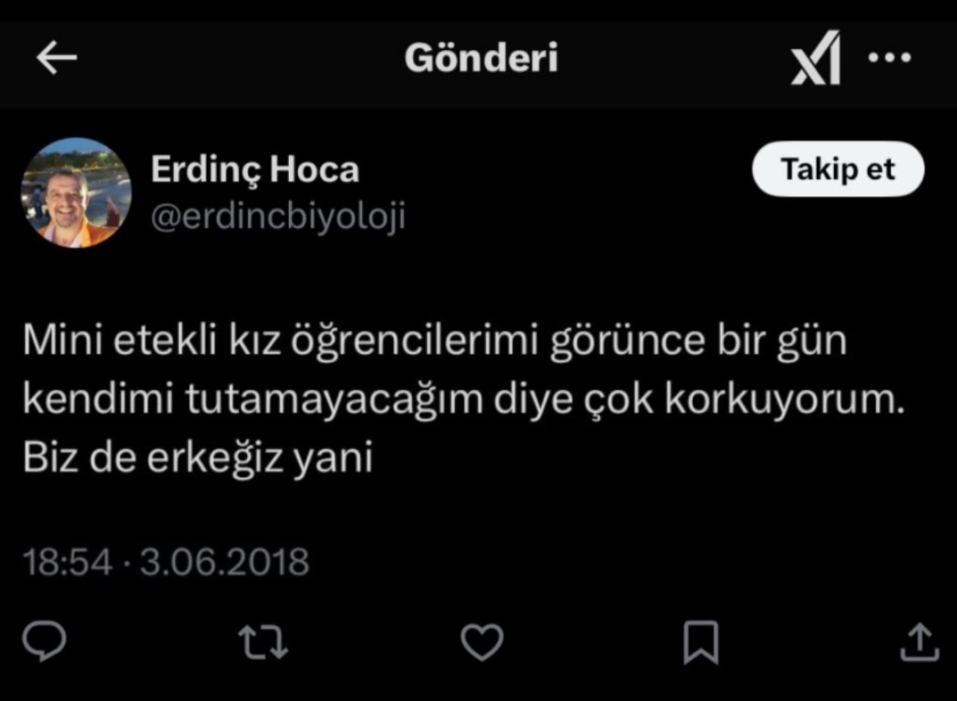 ecenurbltc's tweet photo. bu zihniyete sahip biri Küçükçekmece Gazi Anadolu Lisesinde görev alıyor ve orda ogrencisini taciz ediyor! bir an önce gerekenin yapılması lazim.
#ErdincCakıroğluGoerevdenAlınsın https://t.co/VvYANiRBl4